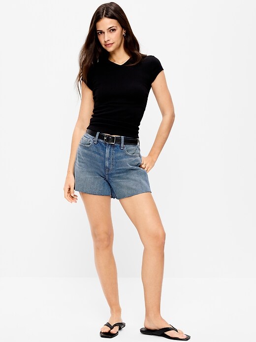 Image number 1 showing, High-Waisted OG Jean Cut-Off Shorts -- 4-inch inseam