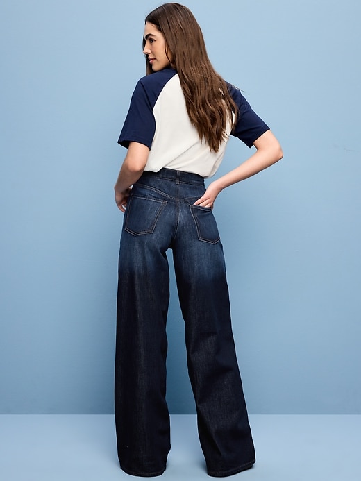 Image number 3 showing, High-Waisted Baggy Wide-Leg Stretch Jeans