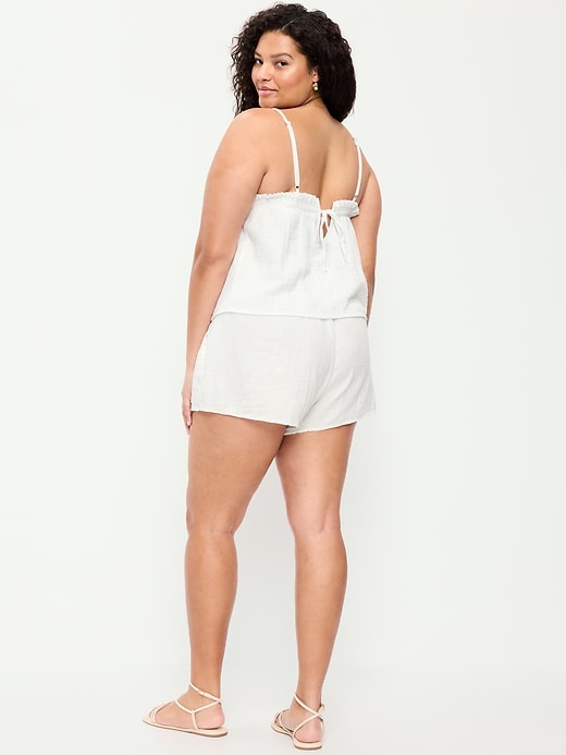 Image number 8 showing, High-Waisted Crinkle Gauze Shorts