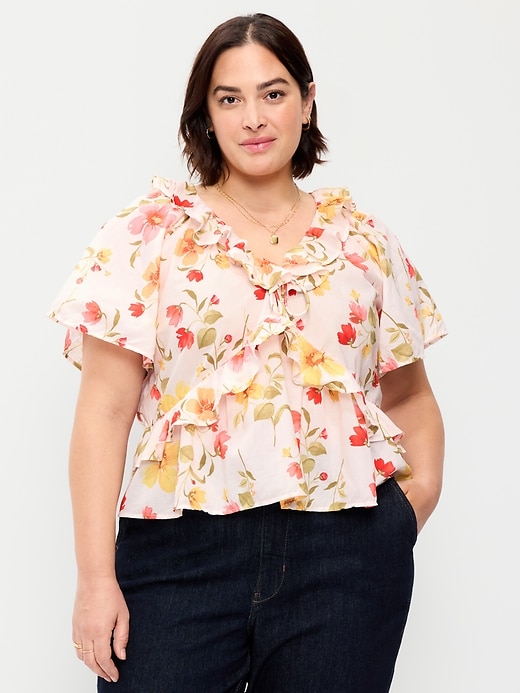 Image number 7 showing, Ruffle Tie-Front Top