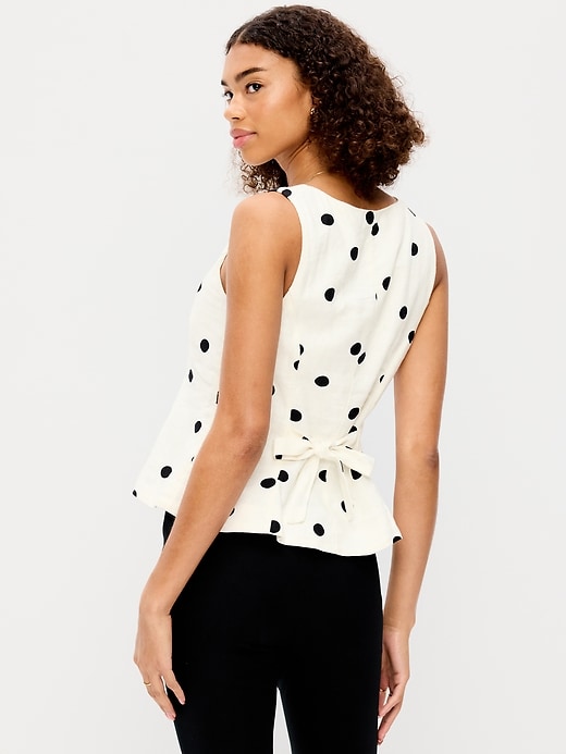 L'image numéro 2 présente Haut boutonné en mélange de lin