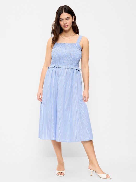 Image number 1 showing, Fit & Flare Smocked-Bodice Midi Dress