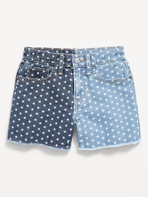 Image number 4 showing, High-Waisted Two-Tone Frayed-Hem Jean Shorts for Girls