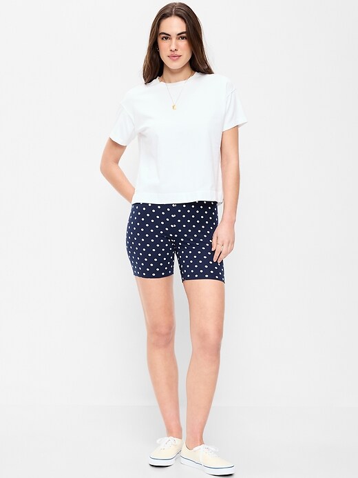Image number 1 showing, High-Waisted Jersey Biker Shorts -- 6-inch inseam
