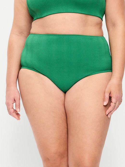 Image number 7 showing, High-Waisted Ribbed Bikini Swim Bottoms