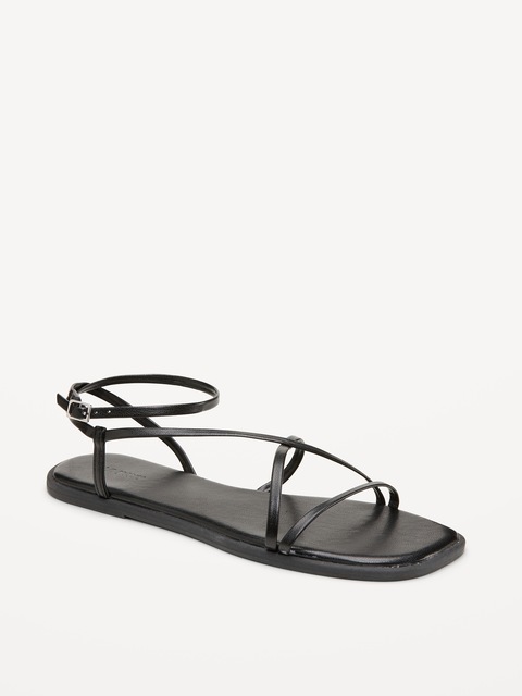 Strappy Faux-Leather Sandals