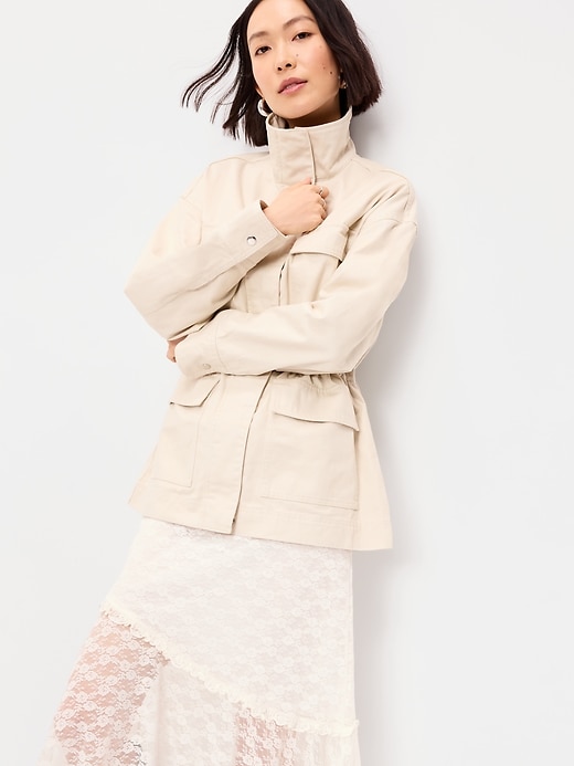 Image number 3 showing, Cinched-Waist Satin Utility Jacket