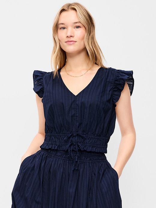 Image number 5 showing, Flutter-Sleeve Poplin Top