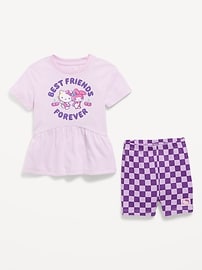 Image number 2 showing, Hello Kitty® Short-Sleeve Graphic T-Shirt and Biker Shorts Set for Toddler Girls