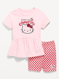 Image number 1 showing, Hello Kitty® Short-Sleeve Graphic T-Shirt and Biker Shorts Set for Toddler Girls