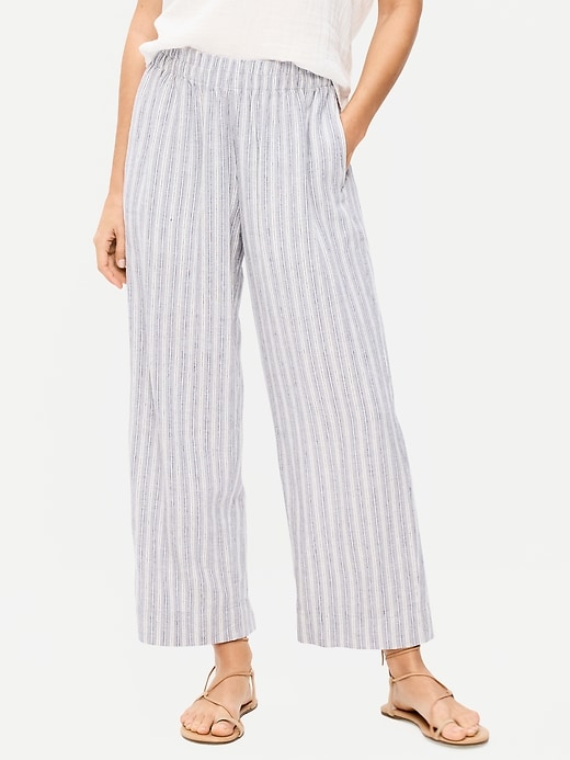 Image number 2 showing, High-Waisted Linen-Blend Straight Ankle Pants