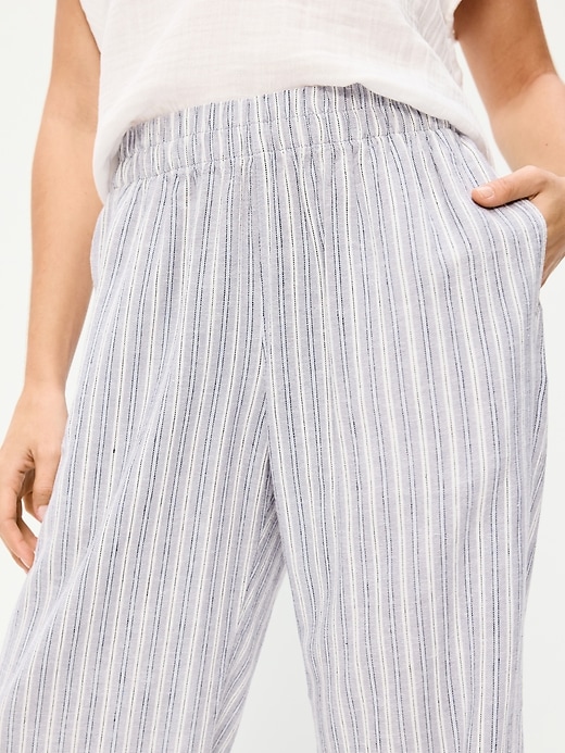 Image number 5 showing, High-Waisted Linen-Blend Straight Ankle Pants