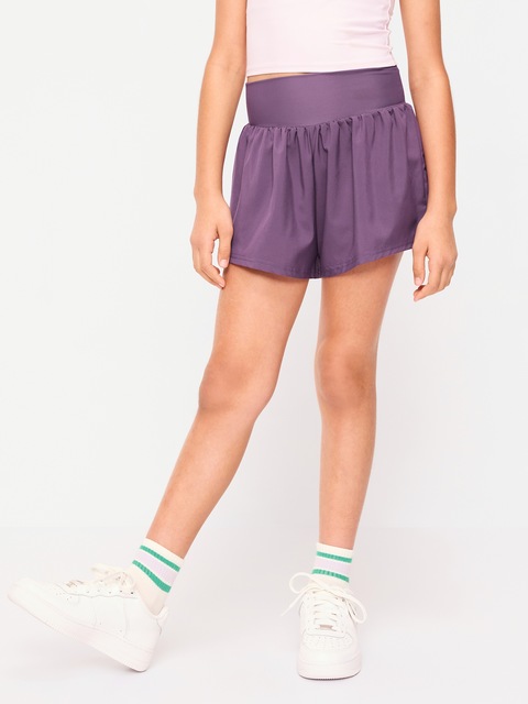 High-Waisted StretchTech Performance Shorts for Girls