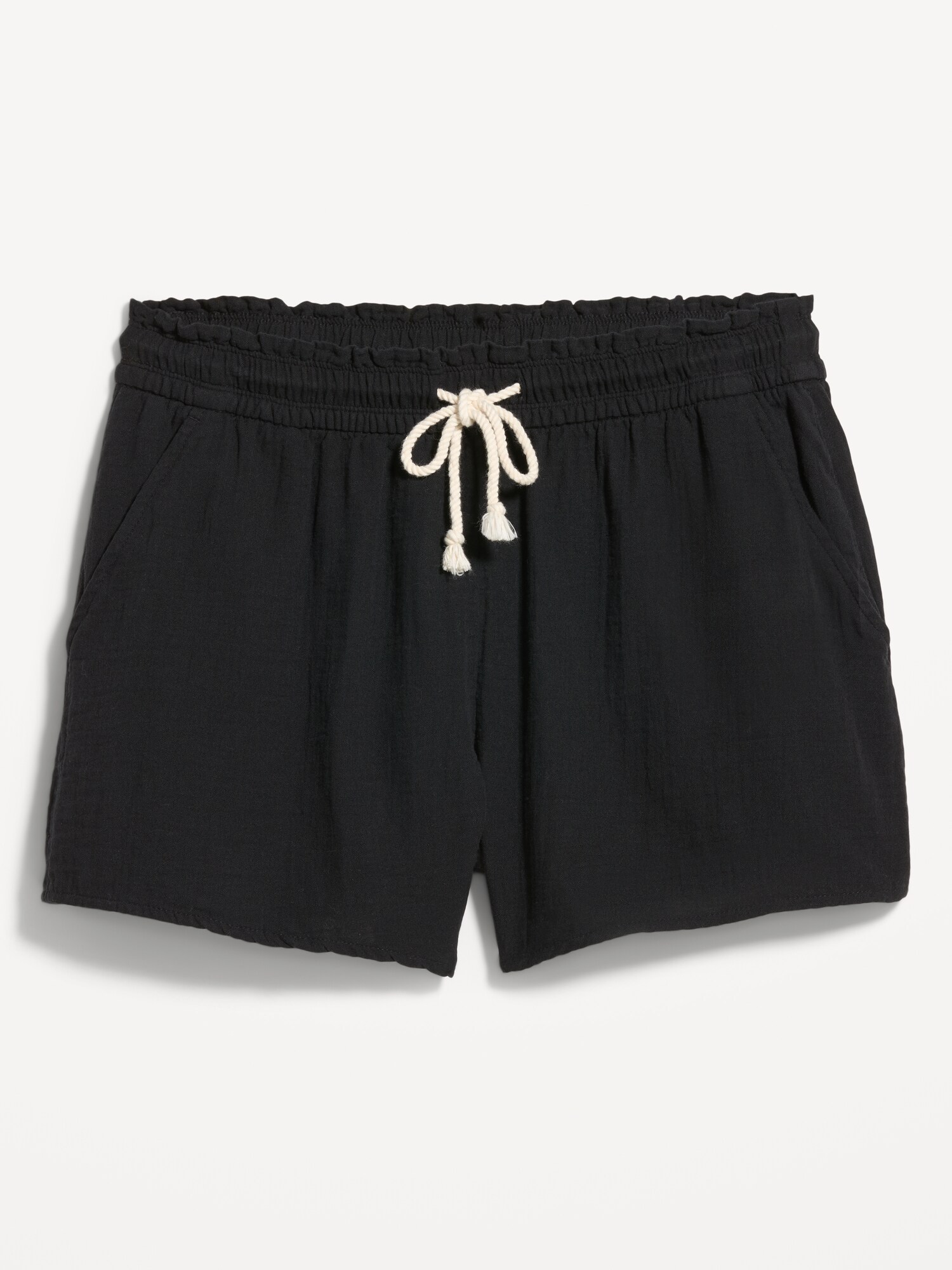High-Waisted Crinkle Gauze Shorts