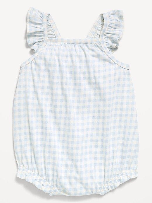 Image number 1 showing, Printed Sleeveless Ruffle-Trim Romper for Baby