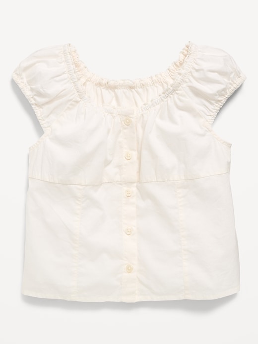 Image number 2 showing, Fitted Button-Front Poplin Top for Girls