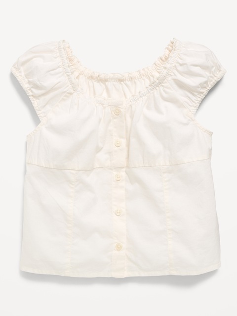 Fitted Button-Front Poplin Top for Girls