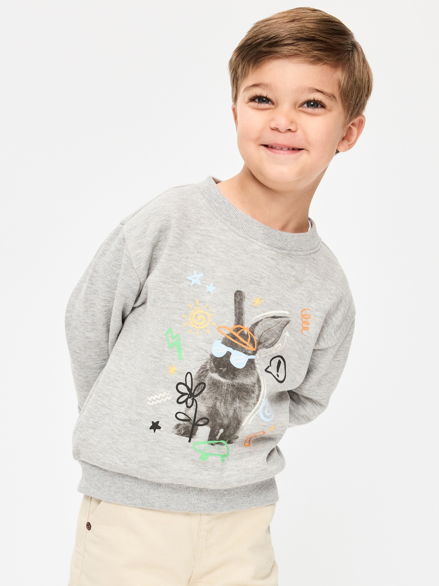 Oversized Long-Sleeve Graphic Sweatshirt for Toddler Boys