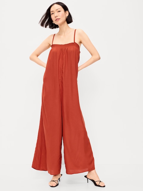 Airy Smocked-Top Jumpsuit
