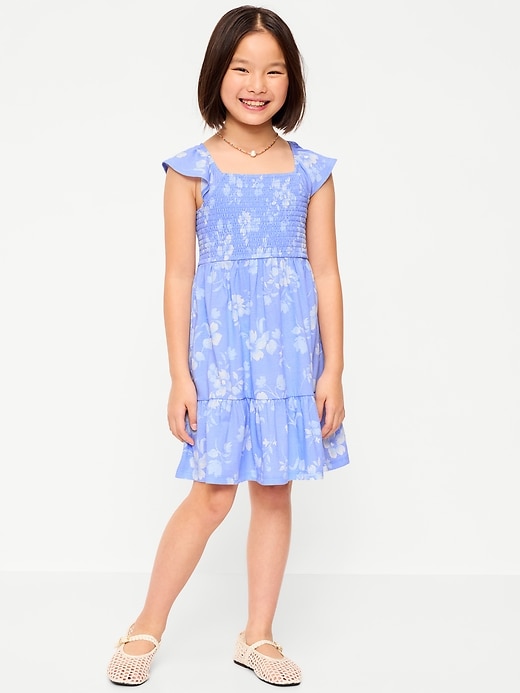 Image number 1 showing, Printed Smocked Fit and Flare Dress for Girls