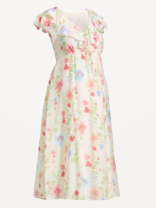 Image number 1 showing, Maternity Ruffle-Sleeve Midi Dress