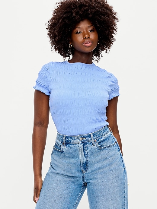 Image number 5 showing, Slit-Neck Smocked Top