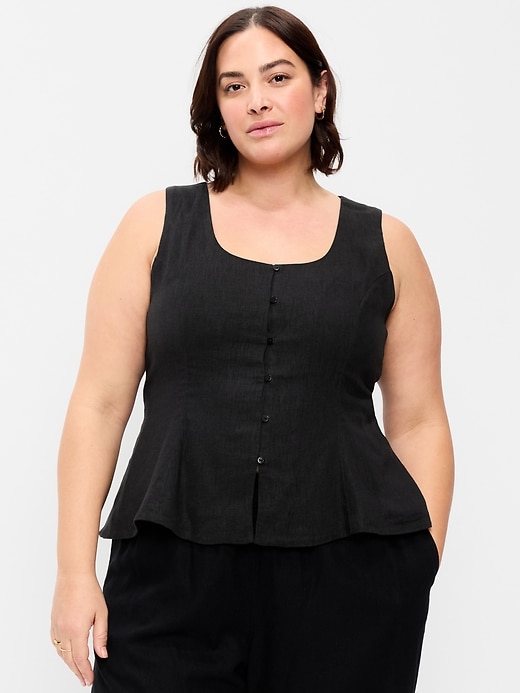Image number 7 showing, Button-Down Linen Blend Top