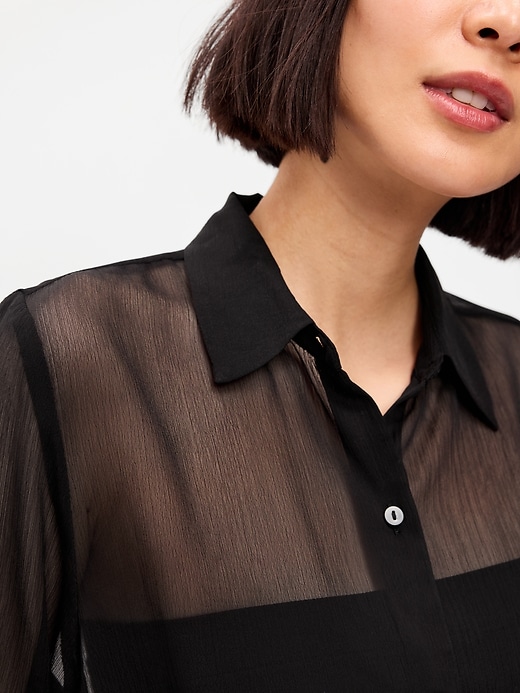 Image number 4 showing, Chiffon Button-Down Shirt