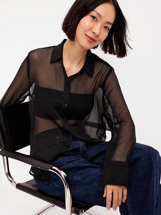 Image number 3 showing, Chiffon Button-Down Shirt