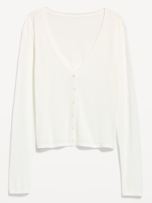 Image number 4 showing, V-Neck Long-Sleeve Sheer Cropped Cardigan