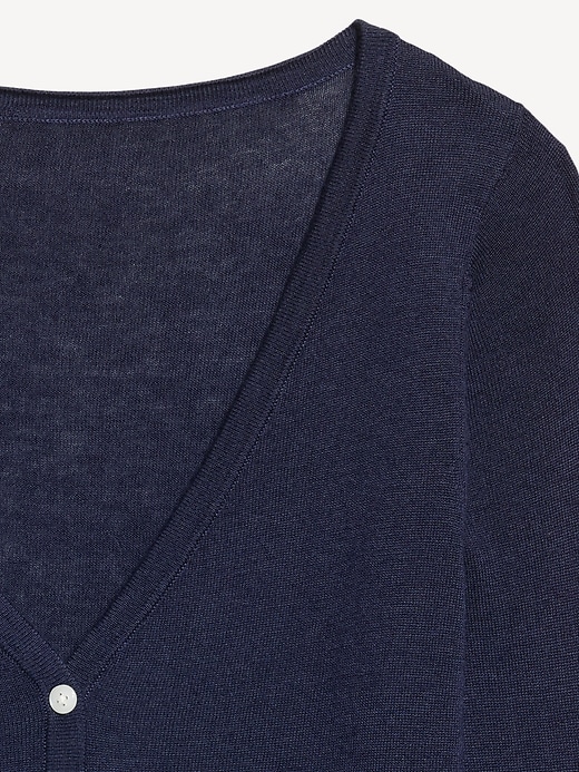 Image number 5 showing, V-Neck Long-Sleeve Sheer Cropped Cardigan