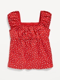 Image number 1 showing, Printed Short-Sleeve Scallop-Trim Top for Girls