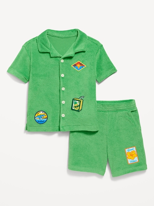 Image number 2 showing, Short-Sleeve Terry Embroidered Shirt and Shorts Set for Toddler Boys
