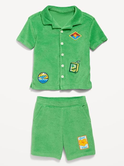 Image number 5 showing, Short-Sleeve Terry Embroidered Shirt and Shorts Set for Toddler Boys
