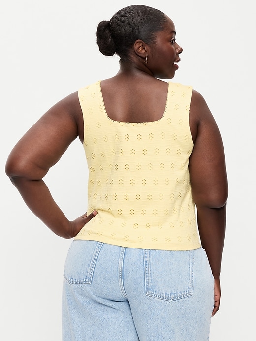 Image number 7 showing, Seamed-Bodice Eyelet Tank Top