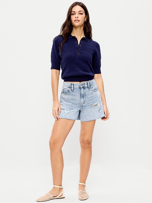 Image number 1 showing, High-Waisted OG Jean Cut-Off Shorts -- 4-inch inseam