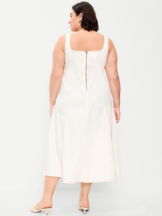 Image number 8 showing, Fit & Flare Sleeveless Denim Midi Dress