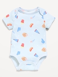 Image number 1 showing, Printed Short-Sleeve Ribbed Bodysuit for Baby