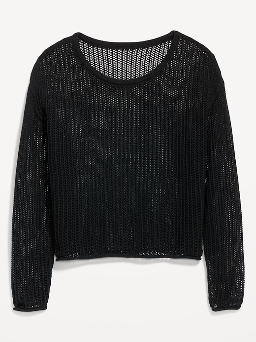Image number 4 showing, Open-Stitch Cropped Sweater