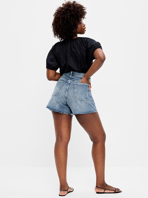 Image number 6 showing, Curvy High-Waisted Baggy Jean Cut-Off Shorts -- 5-inch inseam