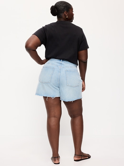 Image number 8 showing, Curvy High-Waisted Baggy Jean Cut-Off Shorts -- 5-inch inseam