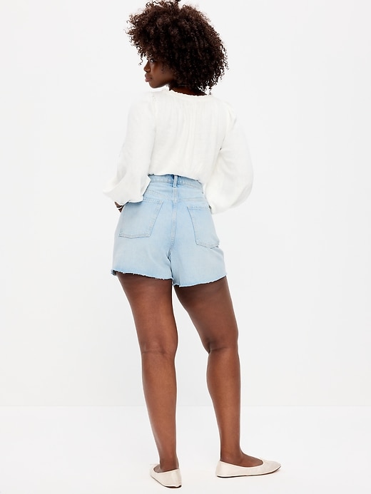 Image number 7 showing, Curvy High-Waisted Baggy Jean Cut-Off Shorts -- 5-inch inseam