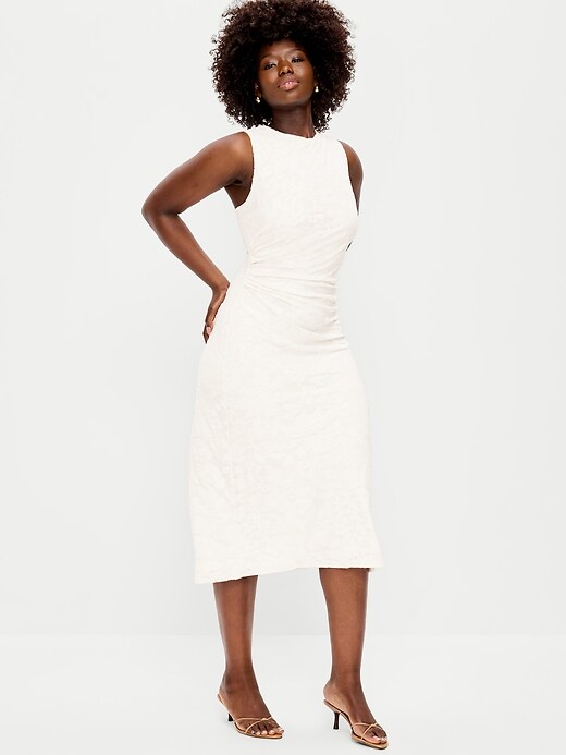Image number 6 showing, Side-Drape Jersey Jaquard Midi Dress