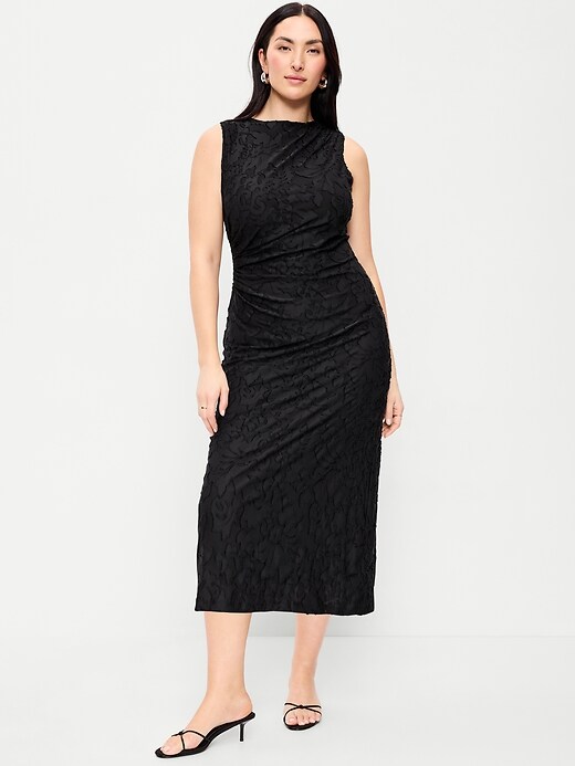 Image number 5 showing, Side-Drape Jersey Jaquard Midi Dress
