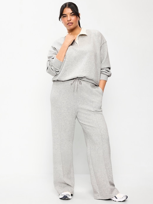 Image number 5 showing, High-Waisted Dynamic Fleece Textured Wide-Leg Sweatpants