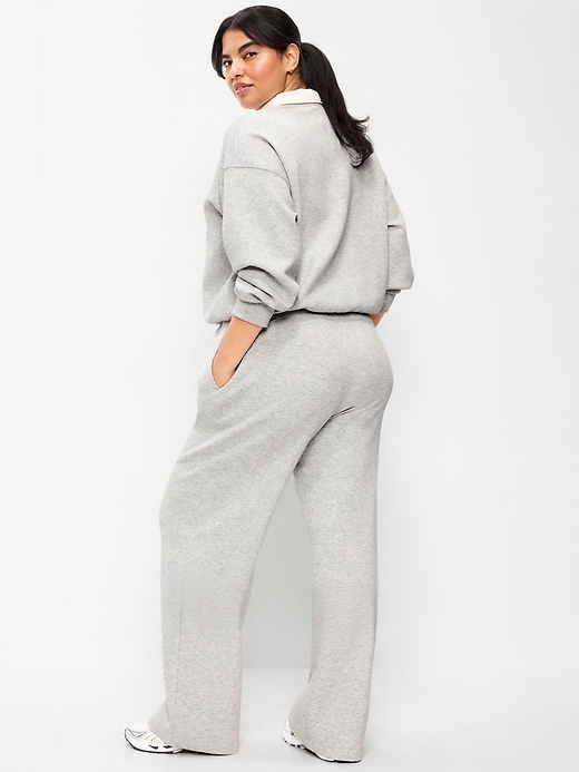Image number 6 showing, High-Waisted Dynamic Fleece Textured Wide-Leg Sweatpants