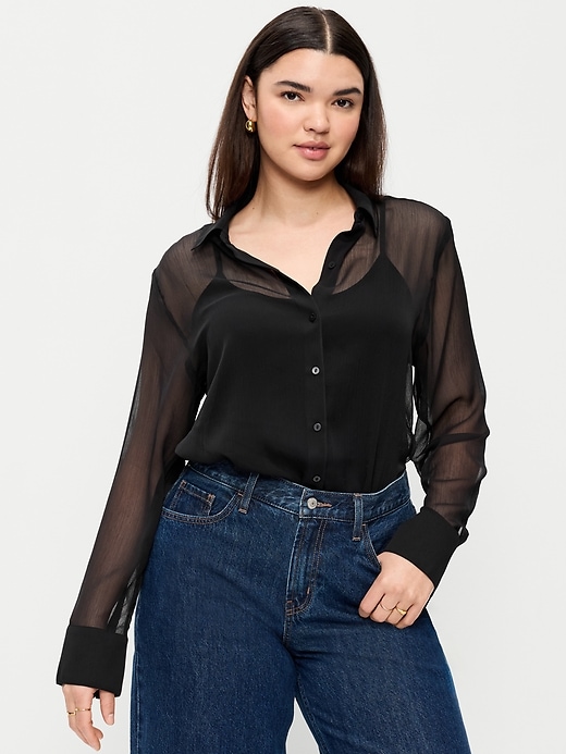 Image number 5 showing, Chiffon Button-Down Shirt