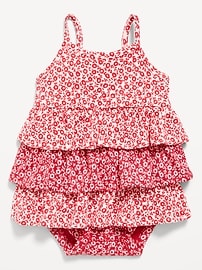 Image number 1 showing, Printed Ribbed Tiered Bodysuit Dress for Baby