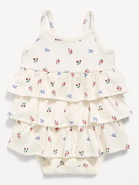 Image number 1 showing, Printed Ribbed Tiered Bodysuit Dress for Baby