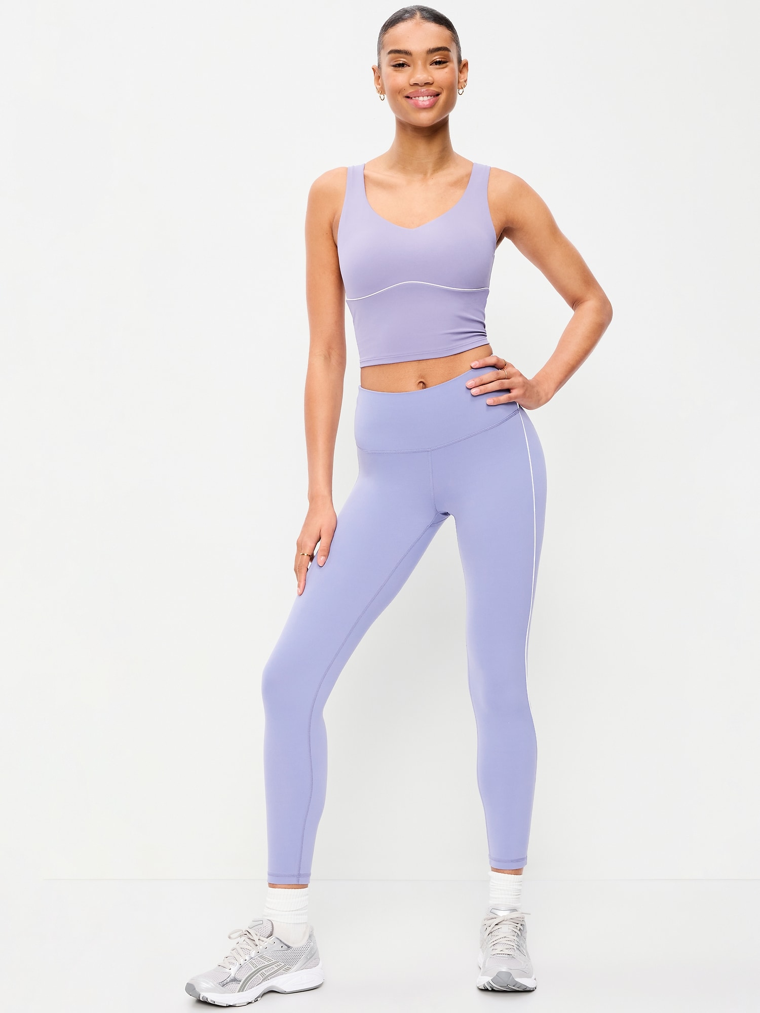 L'image numéro 1 présente Legging StudioSmooth à rayures latérales et à taille haute longueur 7/8